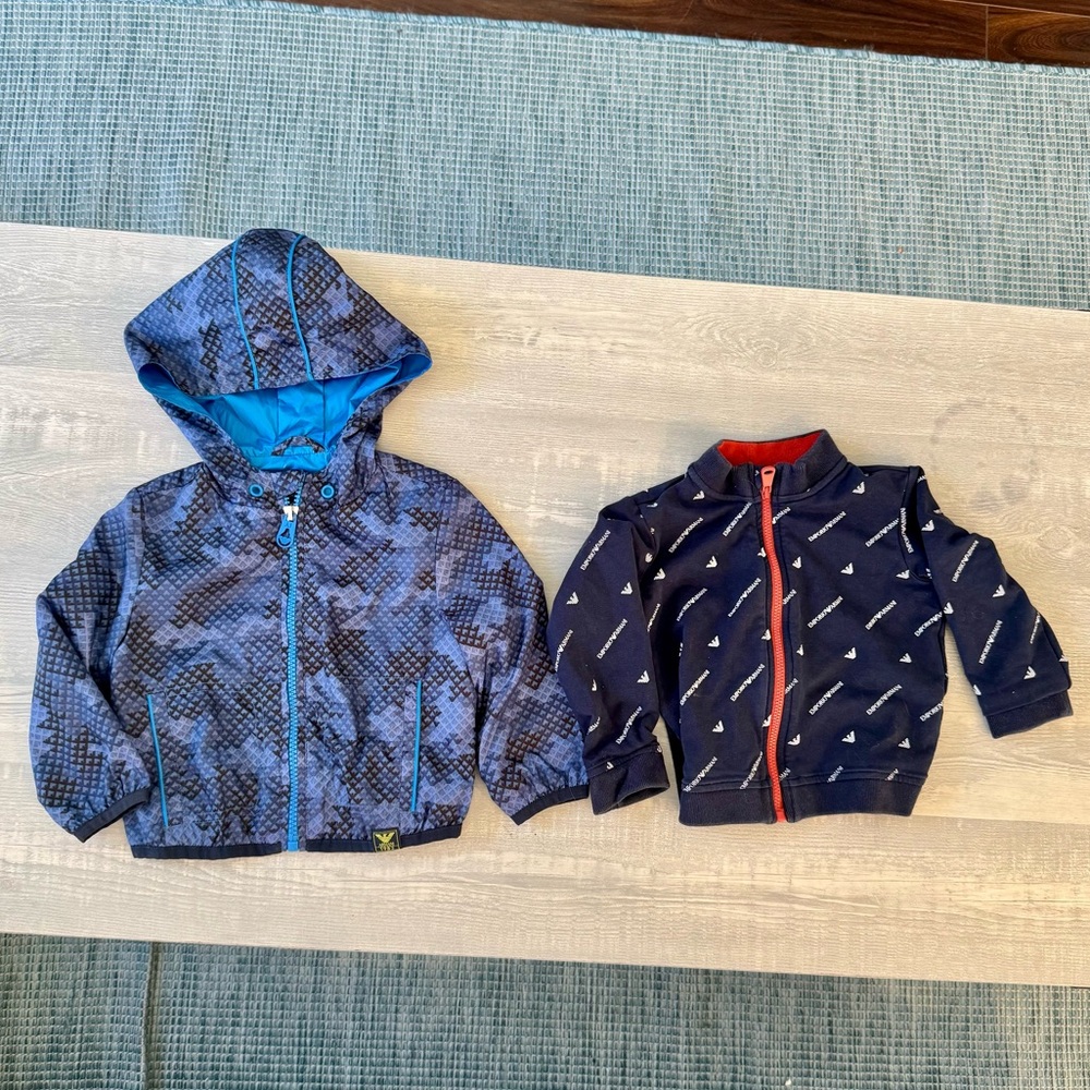 A set of (2) Armani + Emporio Armani designer baby boy jacket Size 12 month old